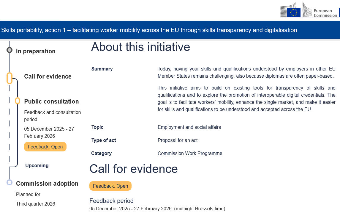 Umfrage zum Thema: Anerkennung von Qualifikationen und Kompetenzen innerhalb der EU